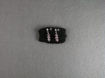 Three faceted amethyst stones on earrings with sterling silver posts