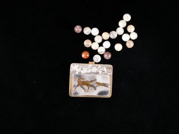 Sterling Mare And Foal On Brass Pendant