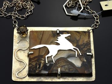 Sterling Rearing Horse On Biggs Jasper