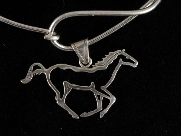 Sterling cantering horse silhouette on sterling neck ring