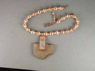 Etched agate and freshwater pearls